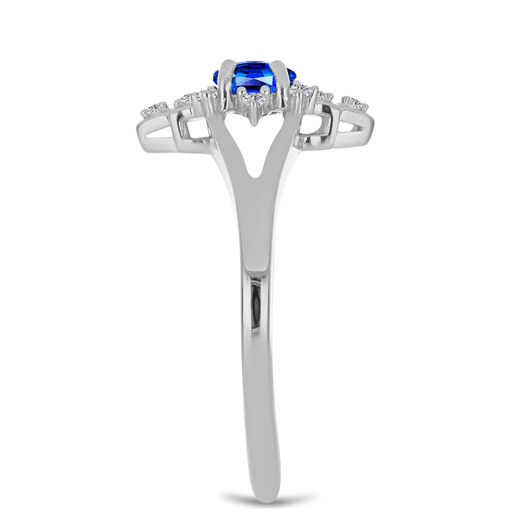 Anillo de Plata con Zafiro Azul Australiano y Topacio Blanco
