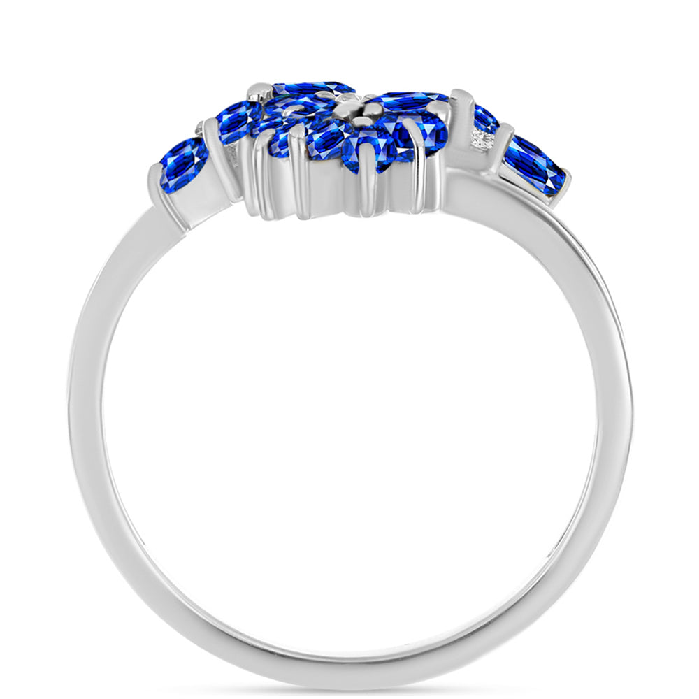 Anillo de Plata con Zafiro Azul Australiano y Topacio Blanco 2 