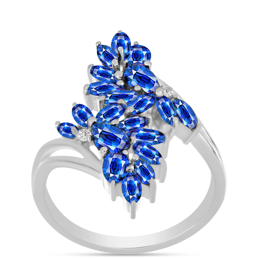 Anillo de Plata con Zafiro Azul Australiano y Topacio Blanco