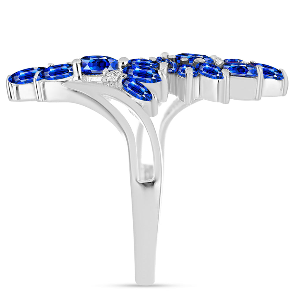 Anillo de Plata con Zafiro Azul Australiano y Topacio Blanco 4 