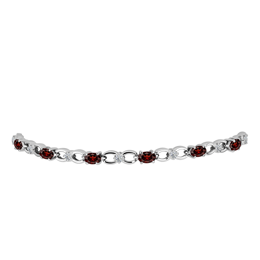 Pulsera de Plata con Granate Barton y Topacio Blanco 2 
