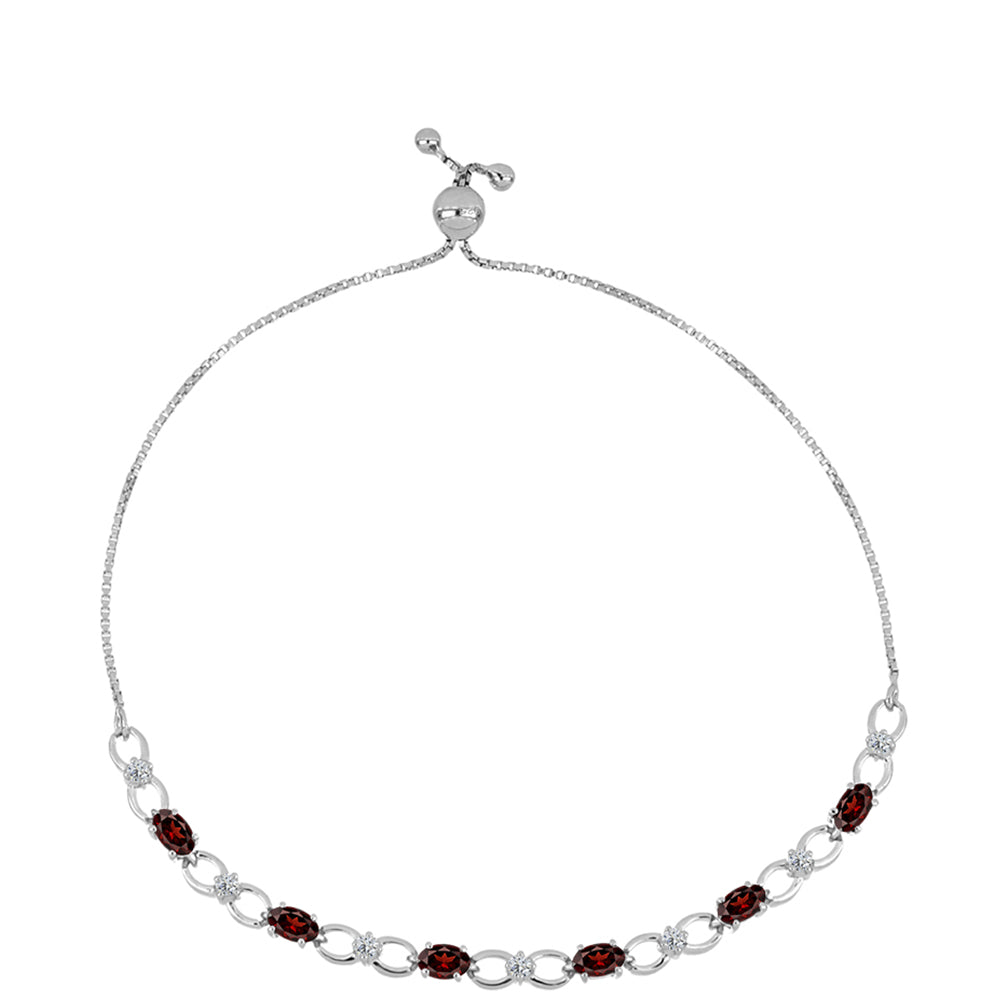 Pulsera de Plata con Granate Barton y Topacio Blanco