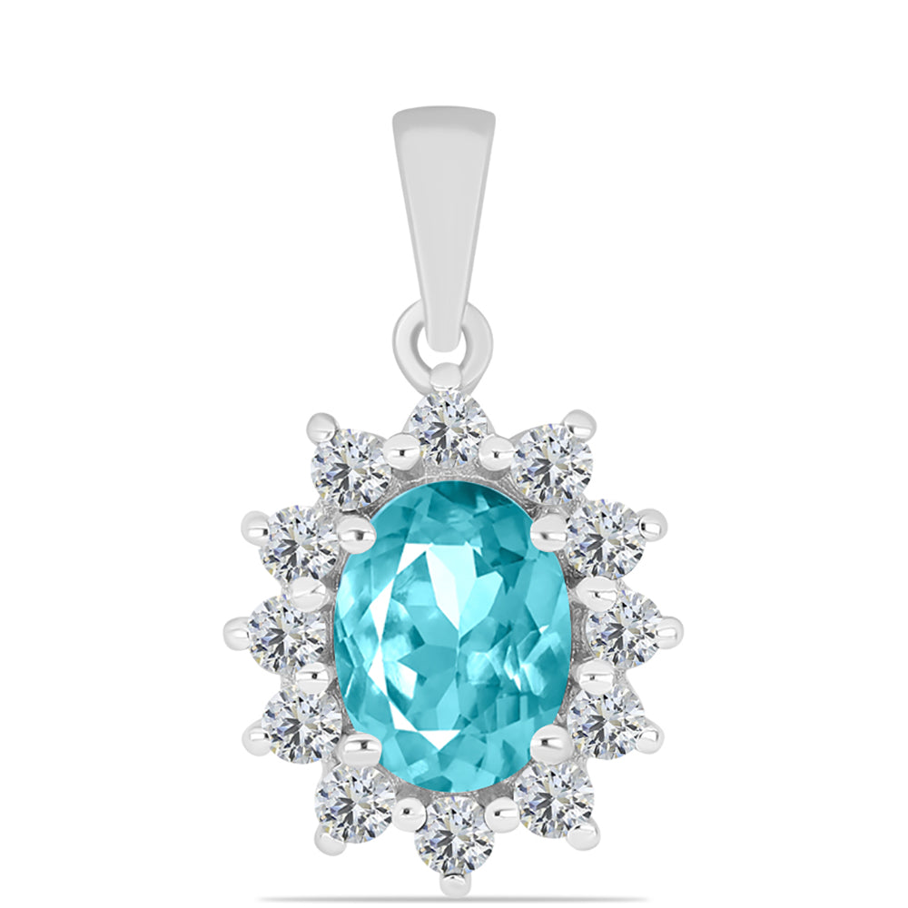 Colgante de Plata con Cuarzo Paraiba y Topacio Blanco 1 