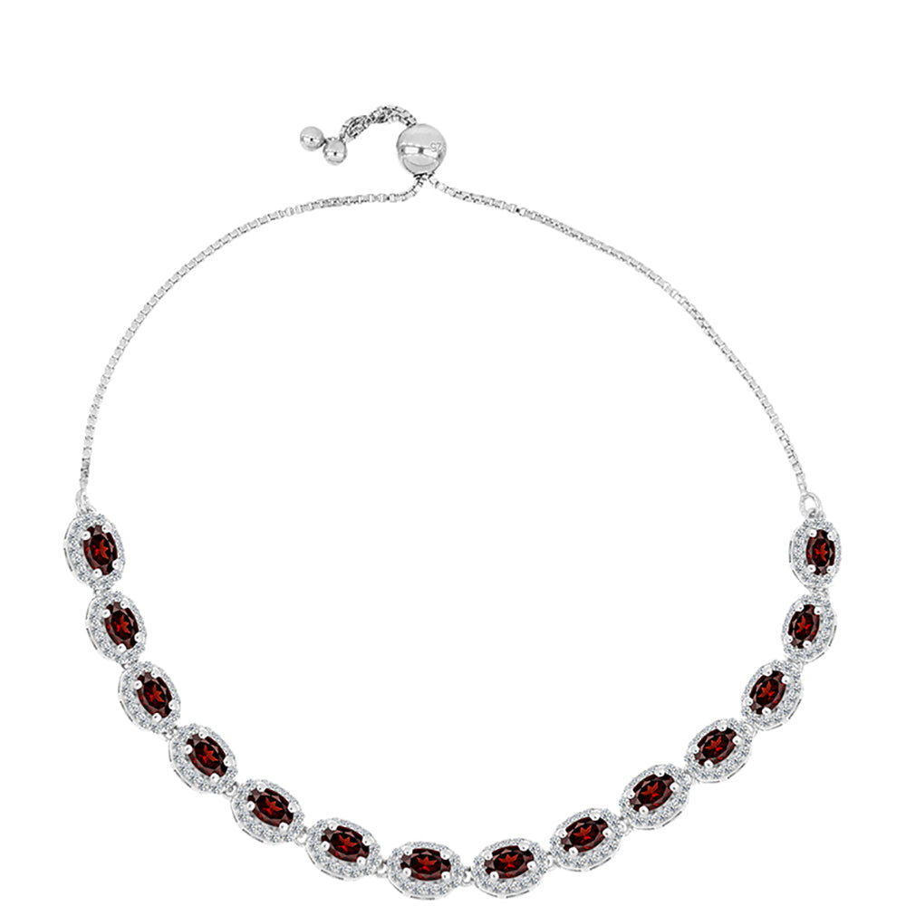 Pulsera de Plata con Granate Barton y Topacio Blanco