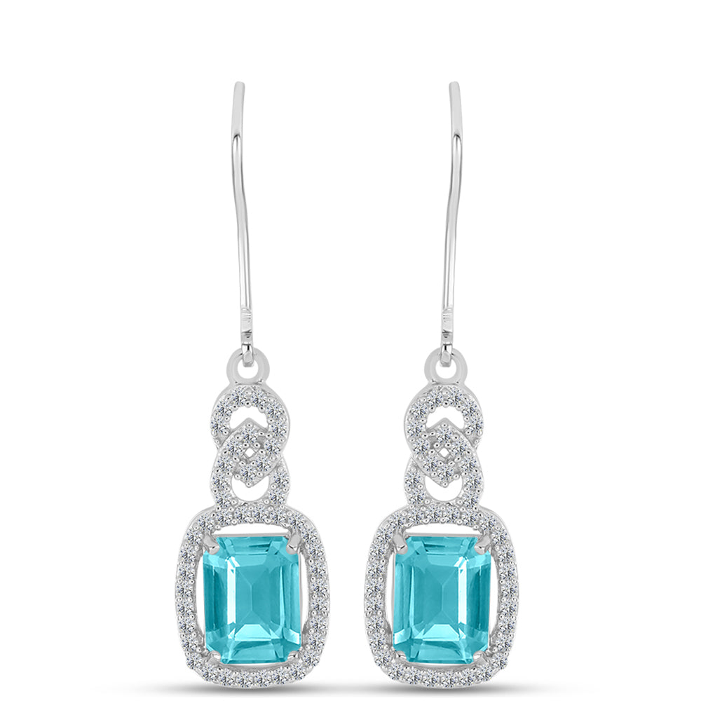 Pendientes de Plata con Cuarzo Paraiba y Topacio Blanco 1 