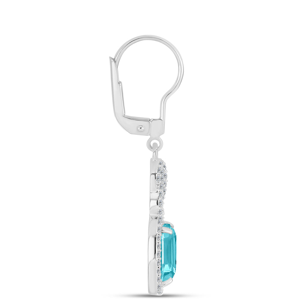 Pendientes de Plata con Cuarzo Paraiba y Topacio Blanco 2 