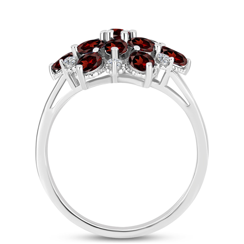 Anillo de Plata con Granate Barton y Topacio Blanco 2 