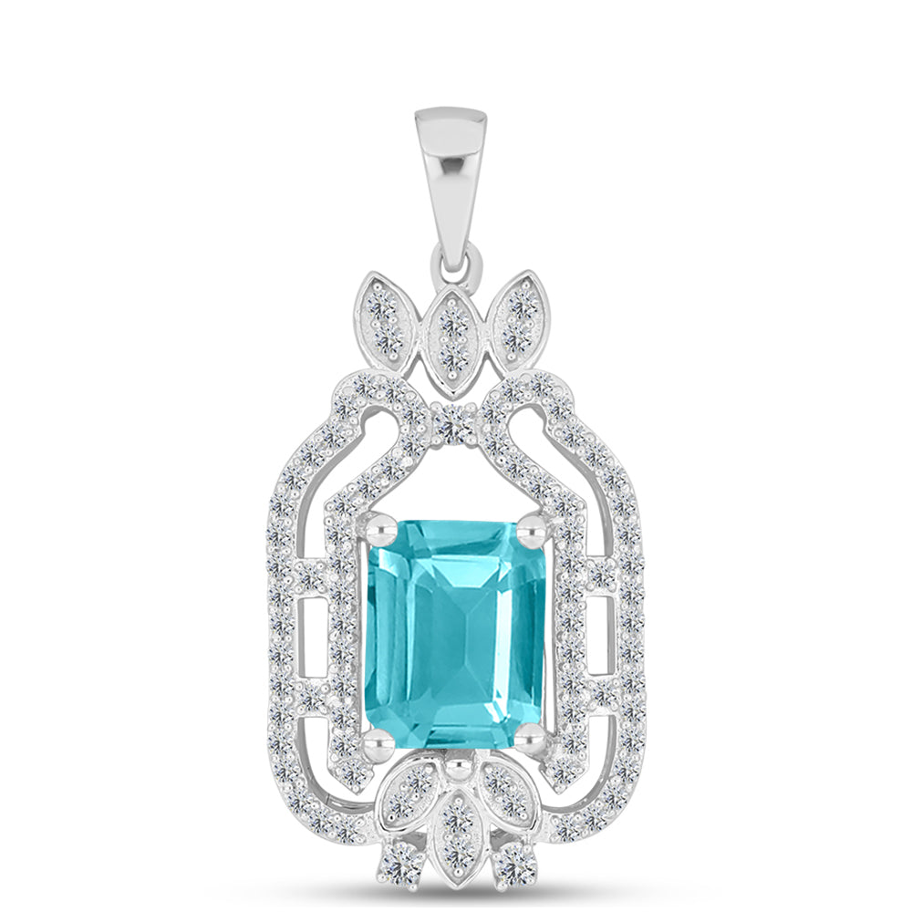 Colgante de Plata con Cuarzo Paraiba y Topacio Blanco