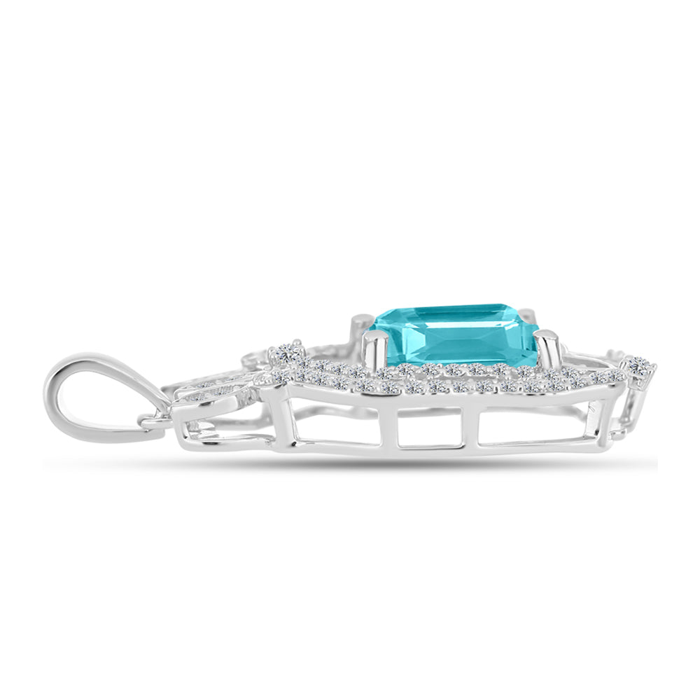 Colgante de Plata con Cuarzo Paraiba y Topacio Blanco 2 