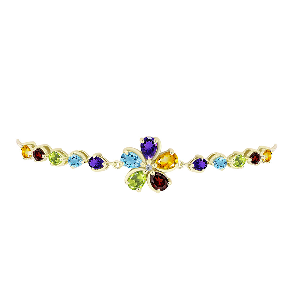 Pulsera de Plata Bañada en Oro con Granate Barton y Amatista de Marruecos 2 