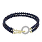 Pulsera de Plata Bañada en Oro con Perla Negra Cultivada de Agua Dulce y Topacio Blanco