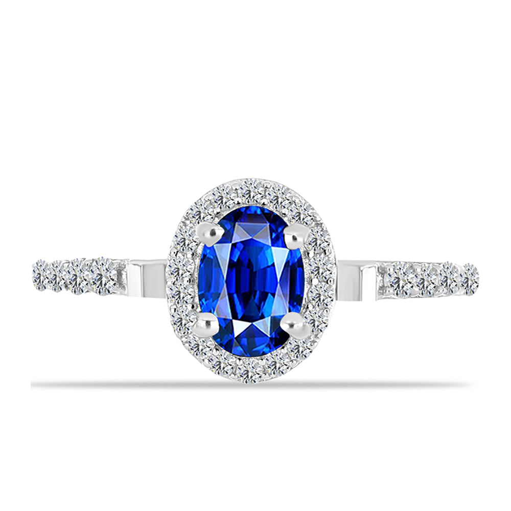 Anillo de Plata con Zafiro Azul Australiano y Topacio Blanco 1 