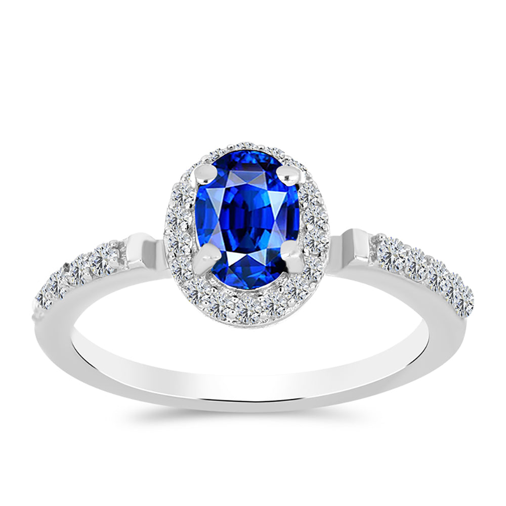 Anillo de Plata con Zafiro Azul Australiano y Topacio Blanco