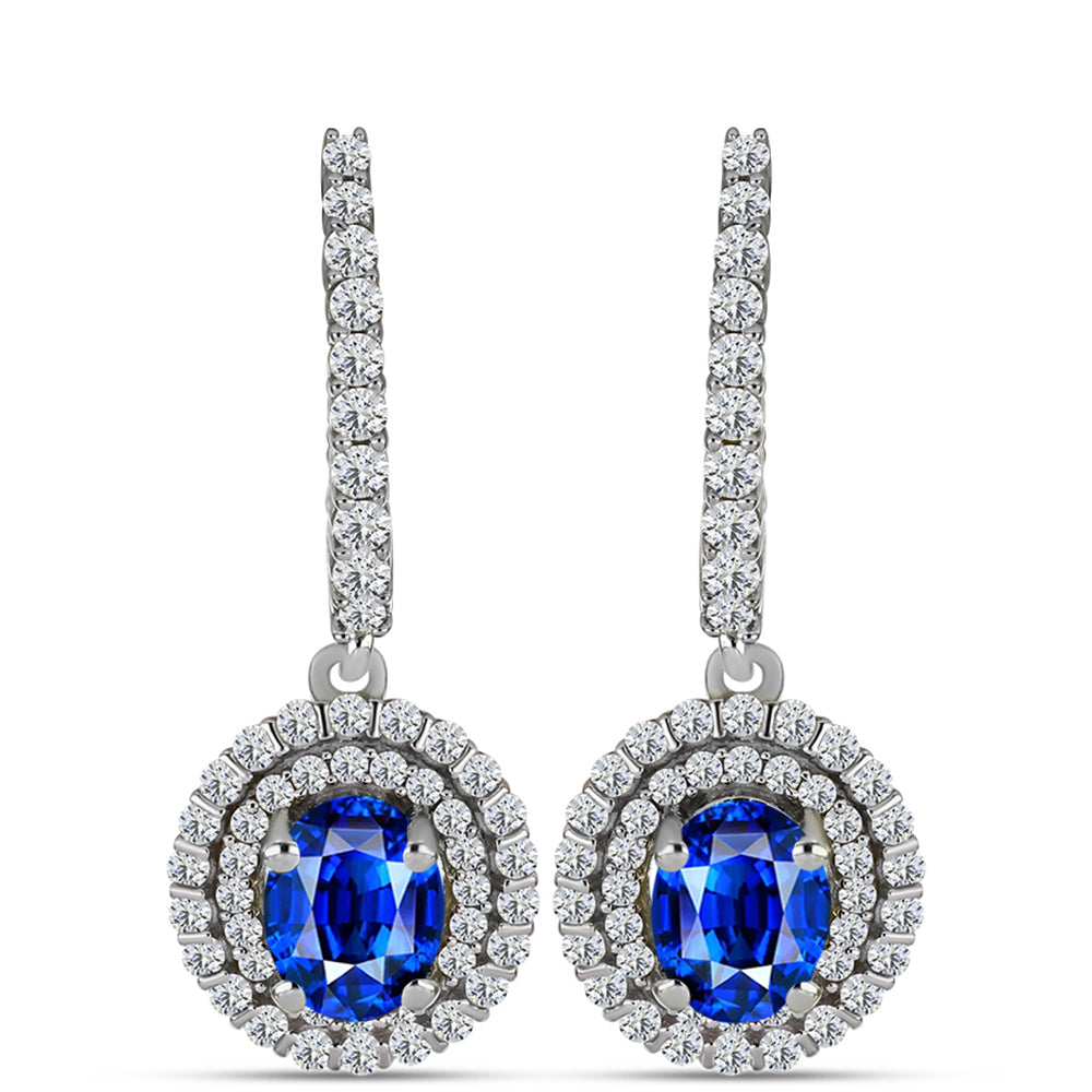 Pendientes de Plata con Zafiro Azul Australiano y Topacio Blanco