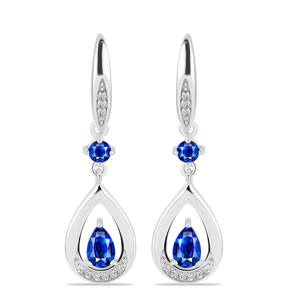 Pendientes de Plata con Zafiro Azul Australiano y Topacio Blanco 1 