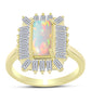 Anillo de Plata Bañada en Oro con Ópalo Welo y Zircón Blanco