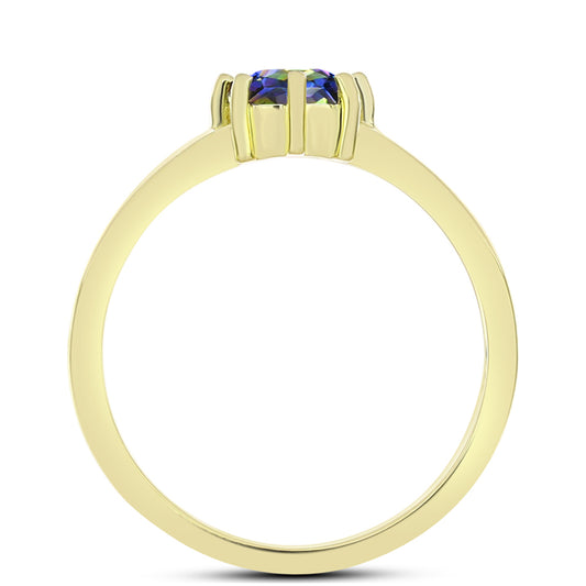 Anillo de Plata Bañada en Oro con Topacio Místico