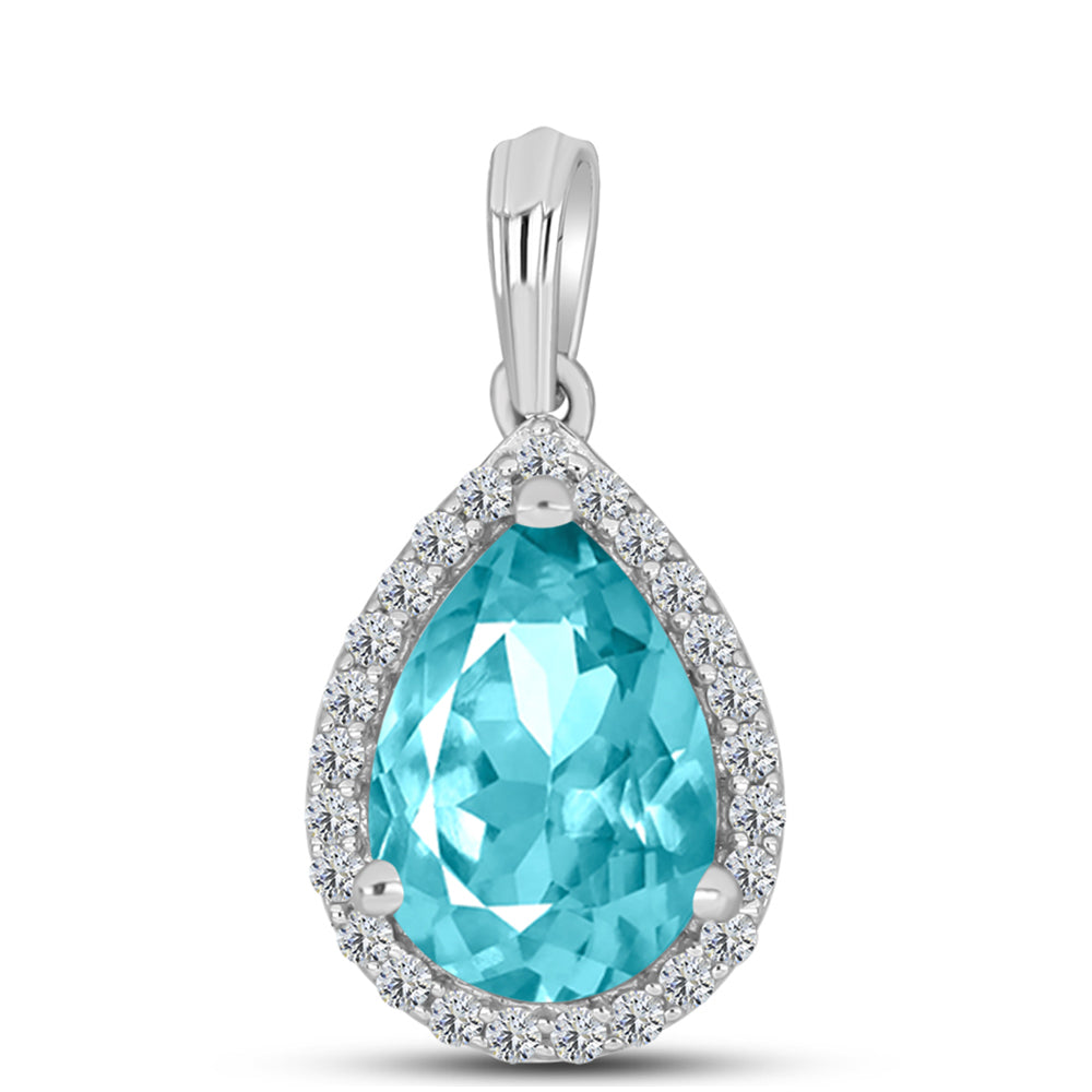 Colgante de Plata con Cuarzo Paraiba y Topacio Blanco