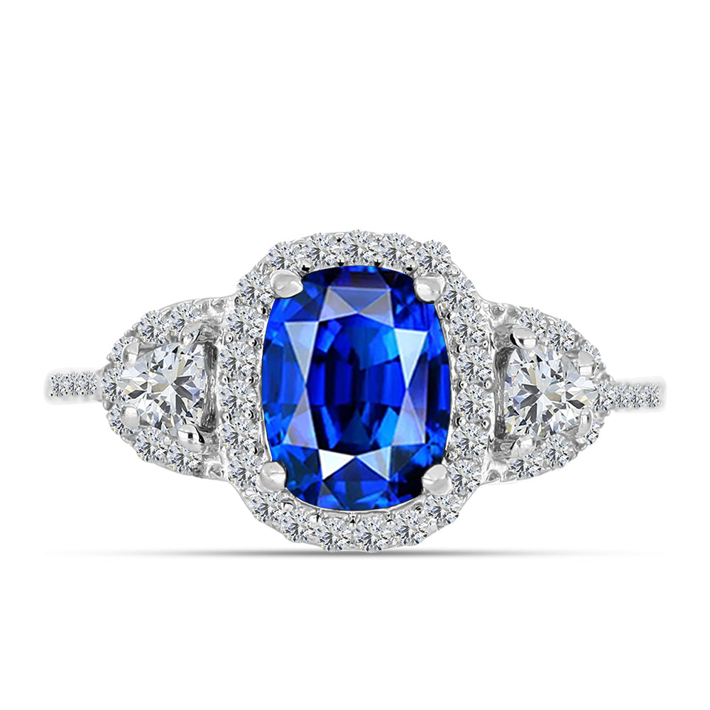 Anillo de Plata con Zafiro Azul Australiano y Topacio Blanco