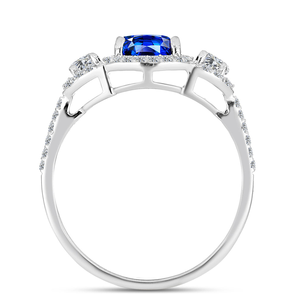 Anillo de Plata con Zafiro Azul Australiano y Topacio Blanco 2 