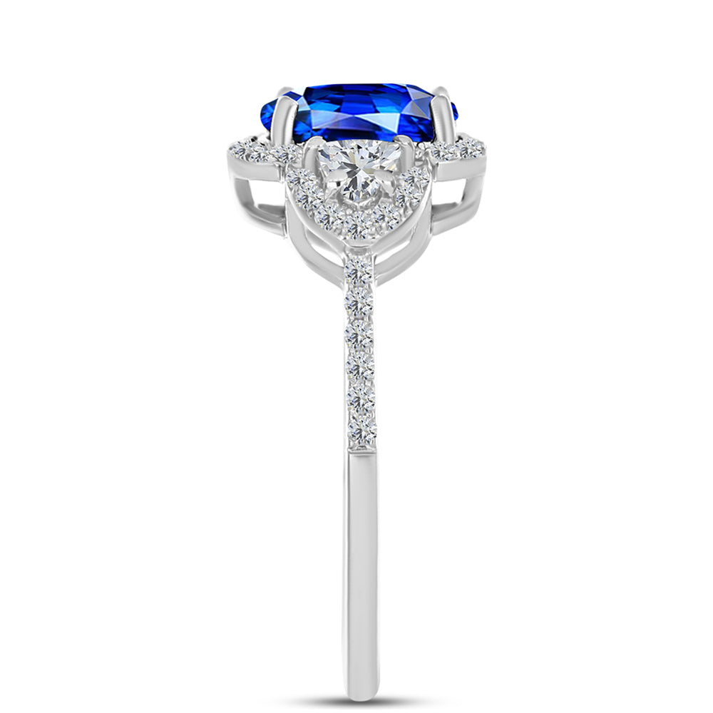 Anillo de Plata con Zafiro Azul Australiano y Topacio Blanco 4 