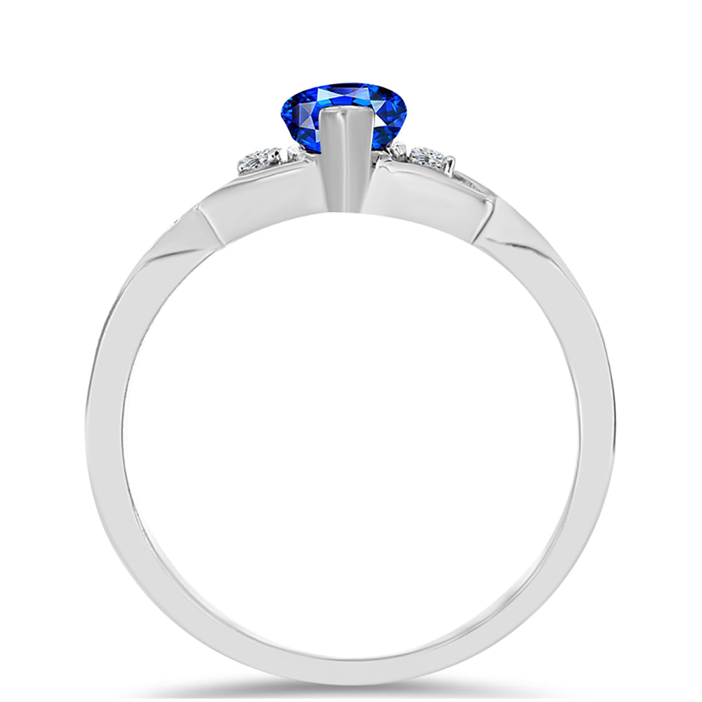 Anillo de Plata con Zafiro Azul Australiano y Topacio Blanco 2 