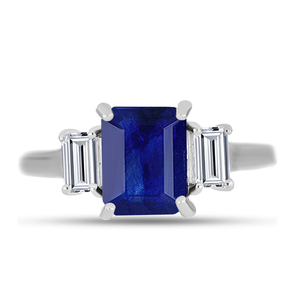 Anillo de Plata con Zafiro Azul Australiano y Topacio Blanco 1 