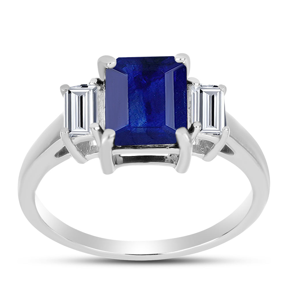 Anillo de Plata con Zafiro Azul Australiano y Topacio Blanco