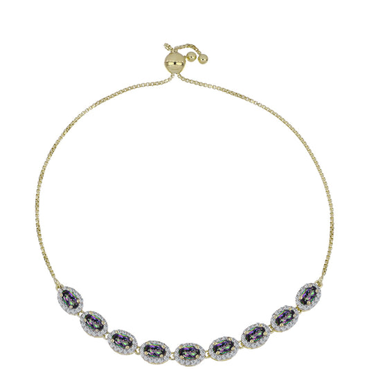 Pulsera de Plata Bañada en Oro con Topacio Místico y Topacio Blanco