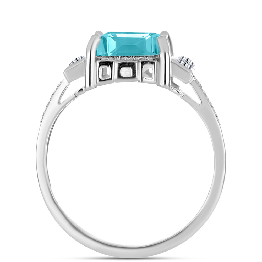 Anillo de Plata con Cuarzo Paraiba y Topacio Blanco