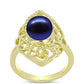Anillo de Plata Bañada en Oro con Perla Negra Cultivada de Agua Dulce