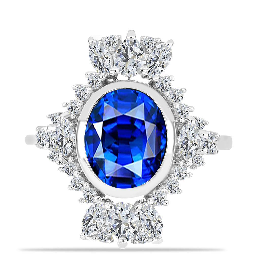 Anillo de Plata con Zafiro Azul Australiano y Topacio Blanco