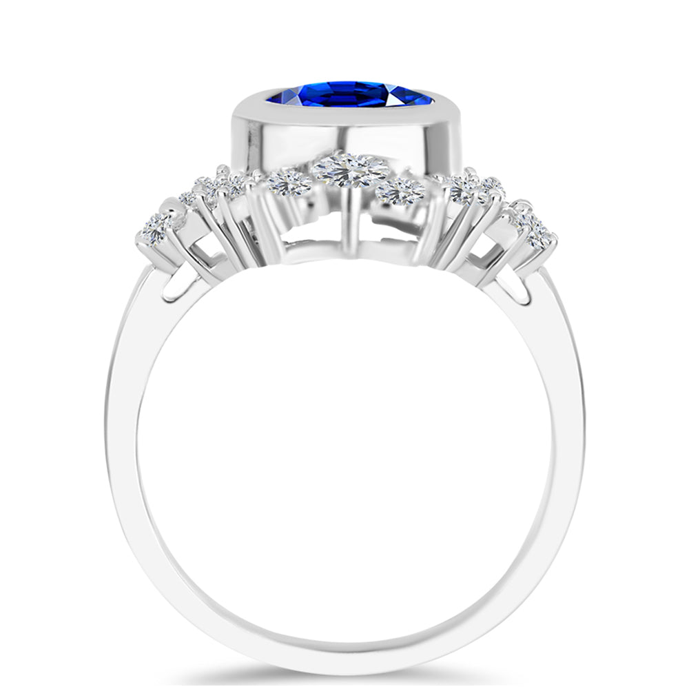 Anillo de Plata con Zafiro Azul Australiano y Topacio Blanco