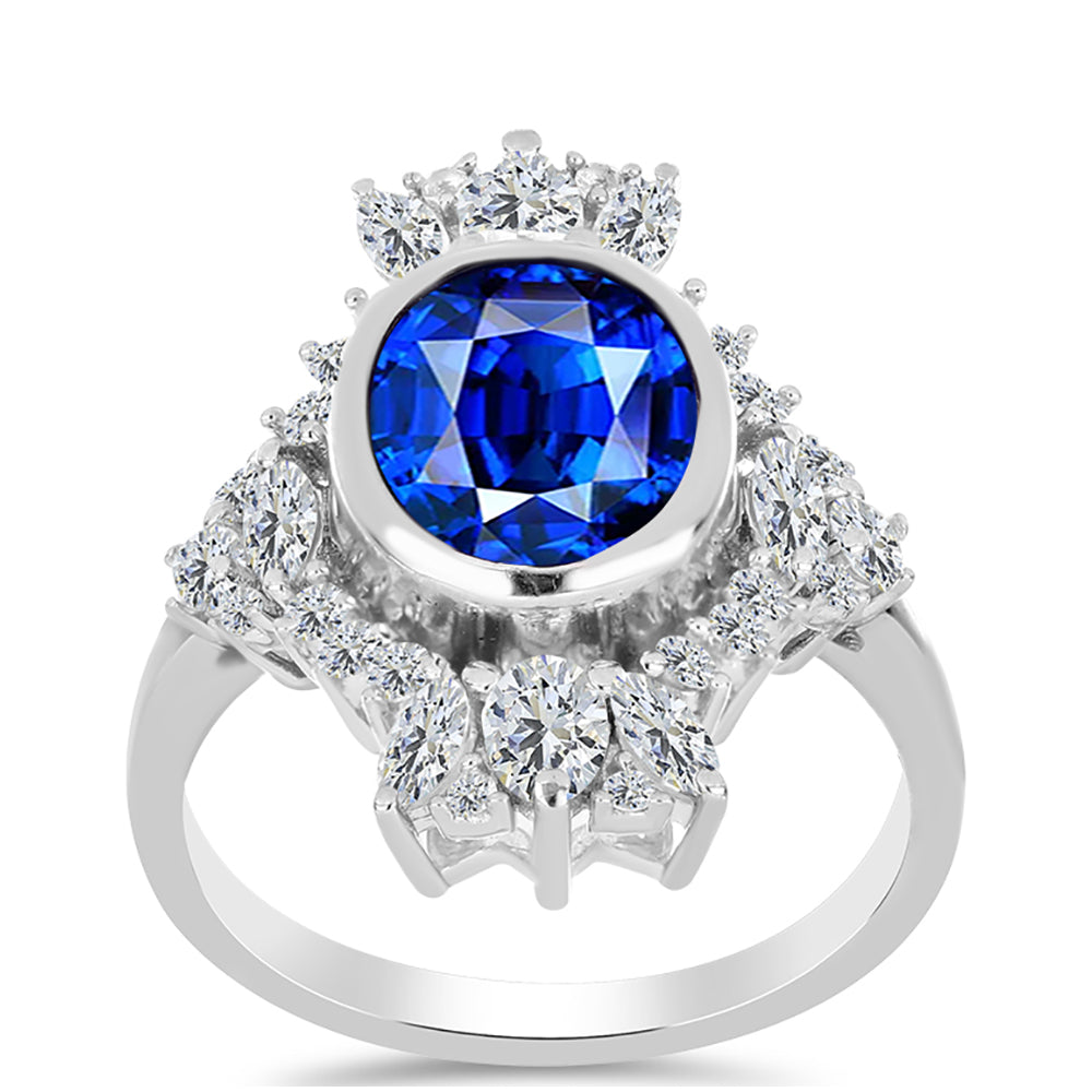 Anillo de Plata con Zafiro Azul Australiano y Topacio Blanco