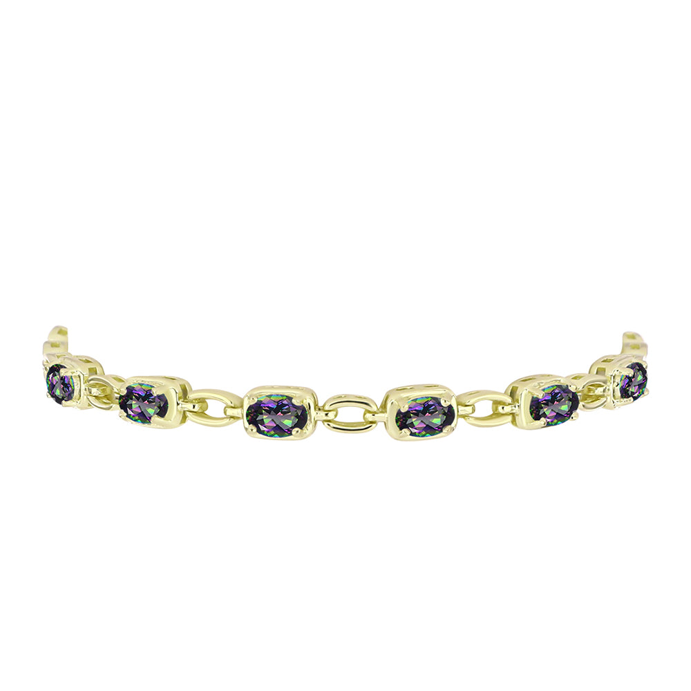 Pulsera de Plata Bañada en Oro con Topacio Místico 2 