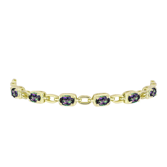 Pulsera de Plata Bañada en Oro con Topacio Místico