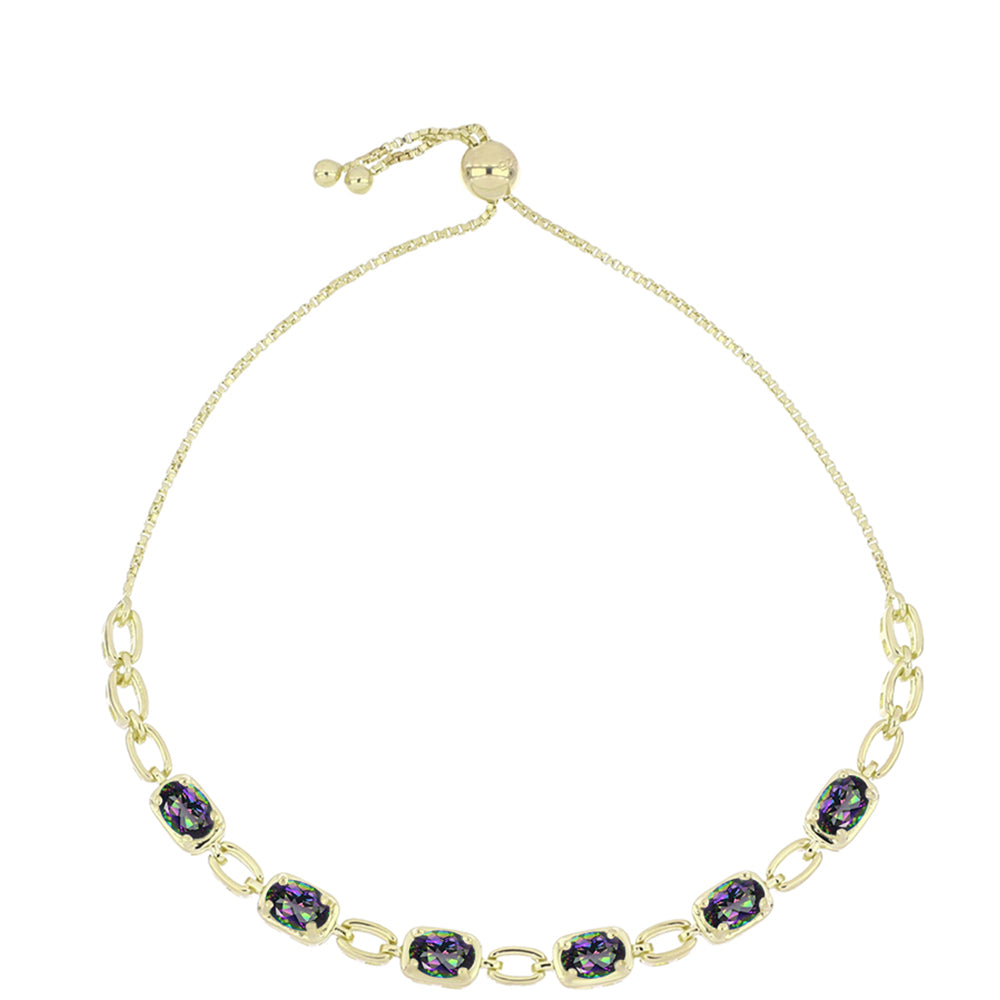 Pulsera de Plata Bañada en Oro con Topacio Místico 1 