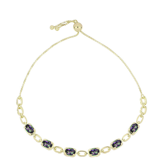 Pulsera de Plata Bañada en Oro con Topacio Místico