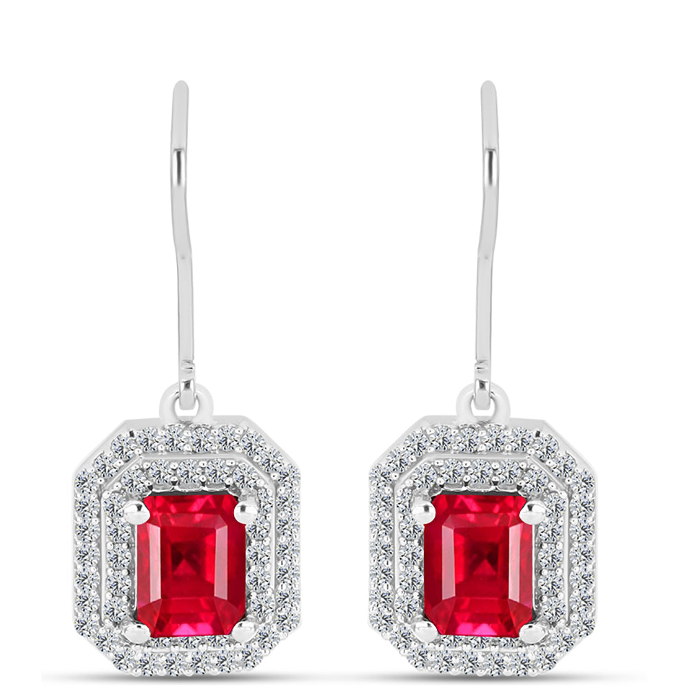 Pendientes de Plata con Ágata Roja y Topacio Blanco