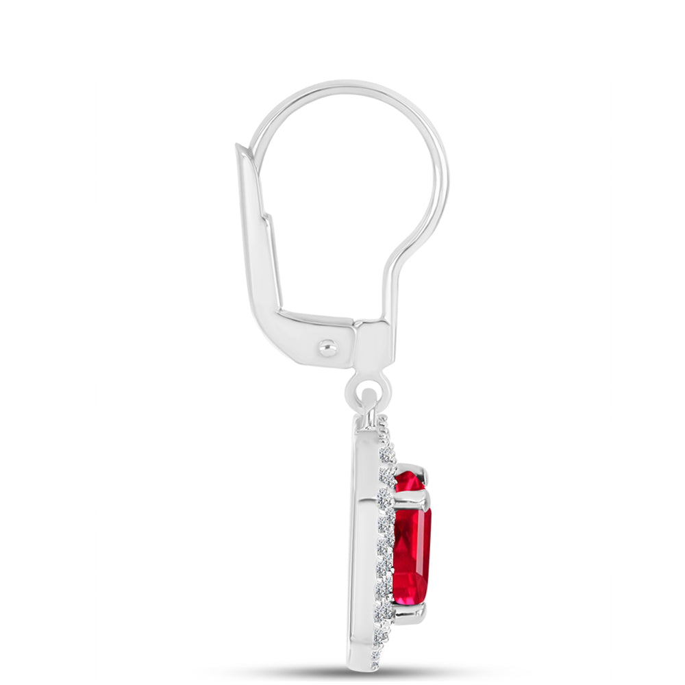Pendientes de Plata con Ágata Roja y Topacio Blanco 2 