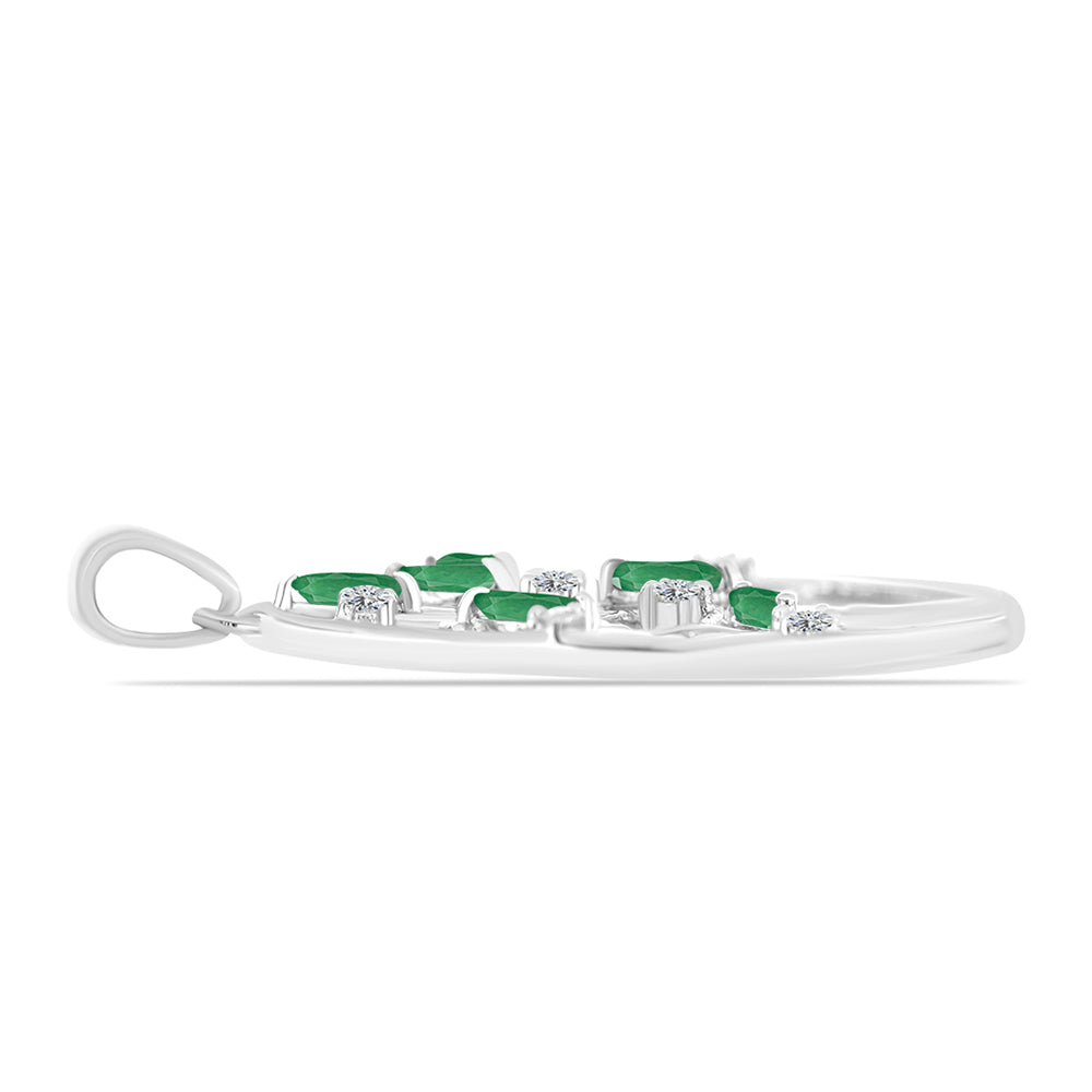 Colgante de Plata con Esmeralda de Brasil y Topacio Blanco