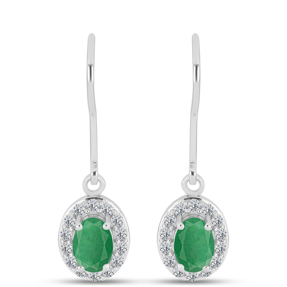 Pendientes de Plata con Esmeralda de Brasil y Topacio Blanco 1 