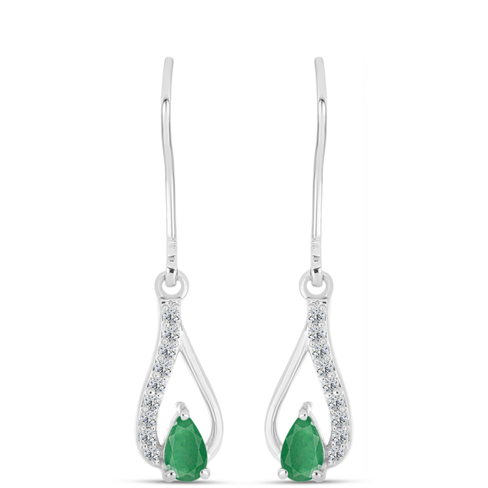 Pendientes de Plata con Esmeralda de Brasil y Topacio Blanco