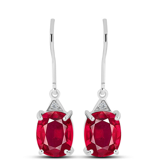 Pendientes de Plata con Rubí de Madagascar y Topacio Blanco