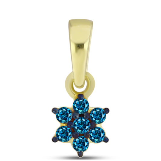 Colgante de Plata Bañada en Oro con Diamante Azul