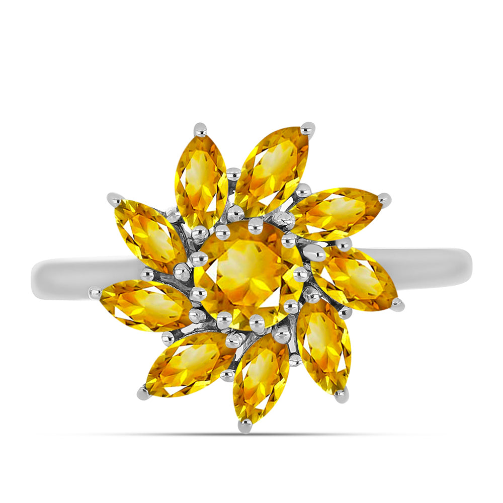 Anillo de Plata con Citrino de los Montes Urales