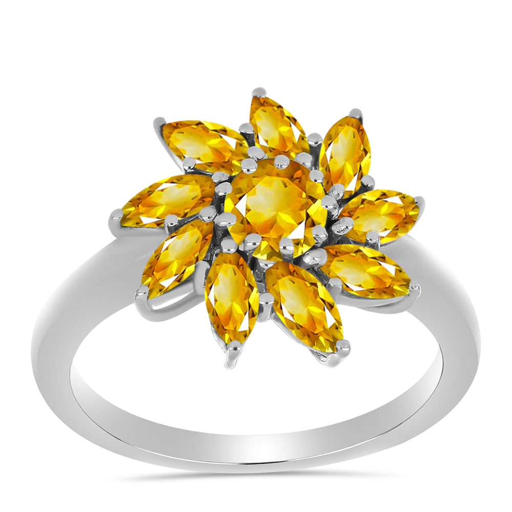 Anillo de Plata con Citrino de los Montes Urales