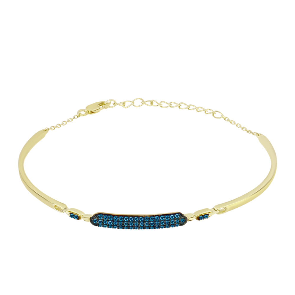 Pulsera de Plata Bañada en Oro con Diamante Azul 1 