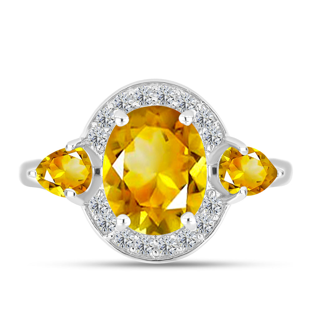 Anillo de Plata con Citrino de los Montes Urales y Topacio Blanco 1 