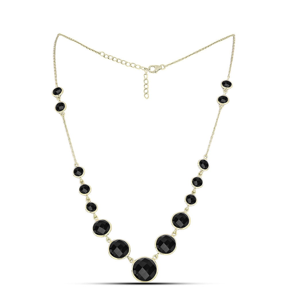 Collar de Plata Bañada en Oro con Obsidiana 1 